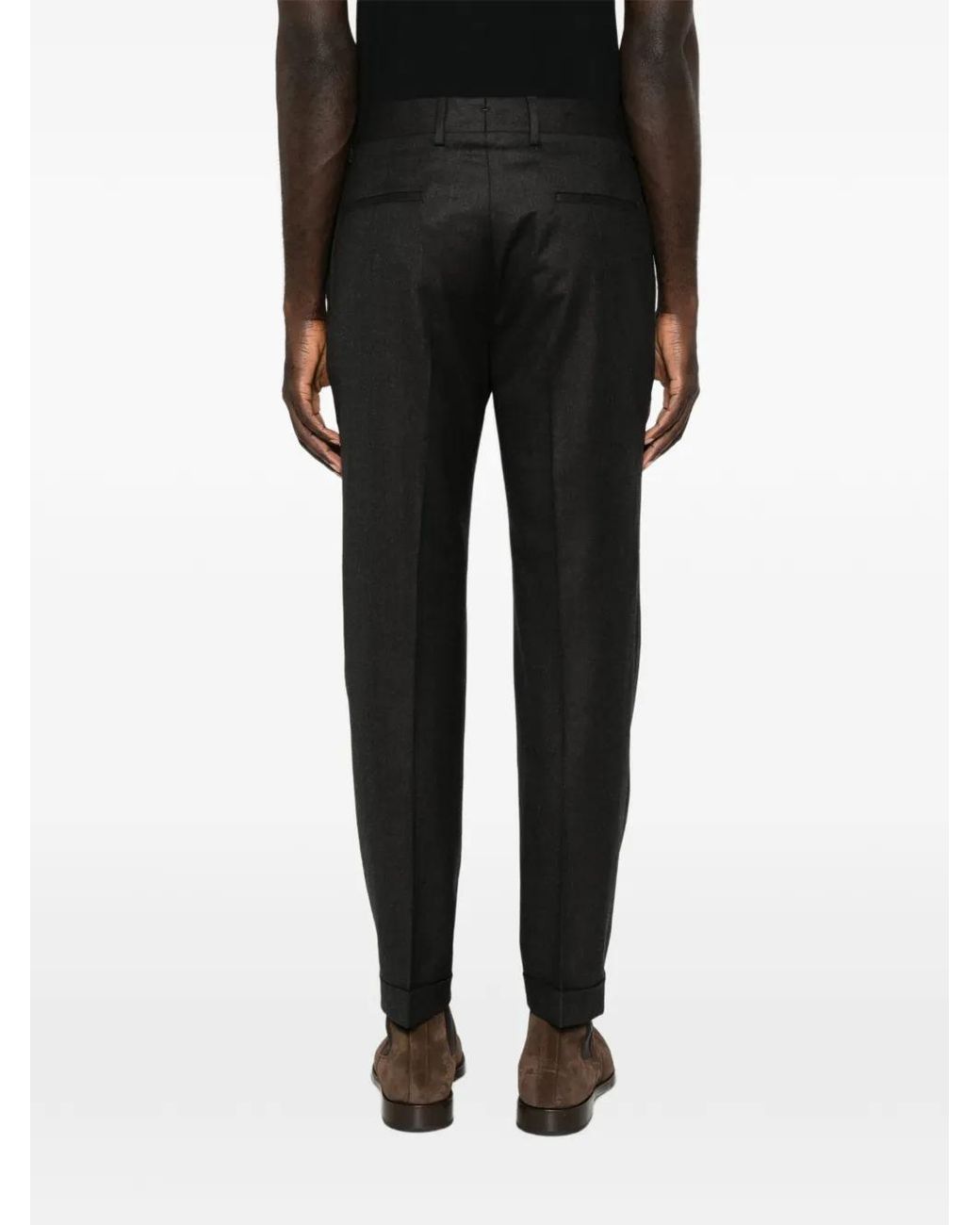Barba Napoli Black Wool Trousers for men