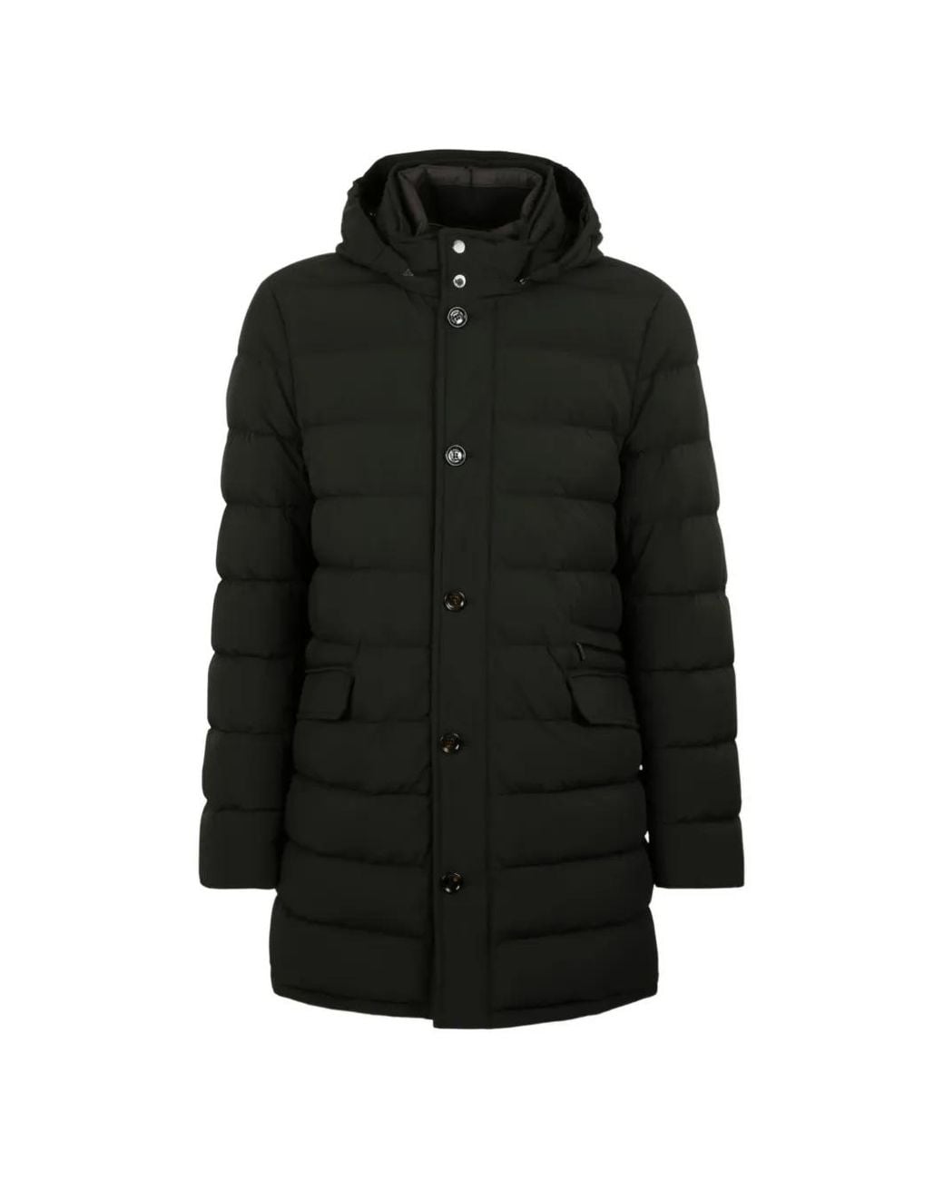 Moorer Black Calandri Hooded Padded Coat for men