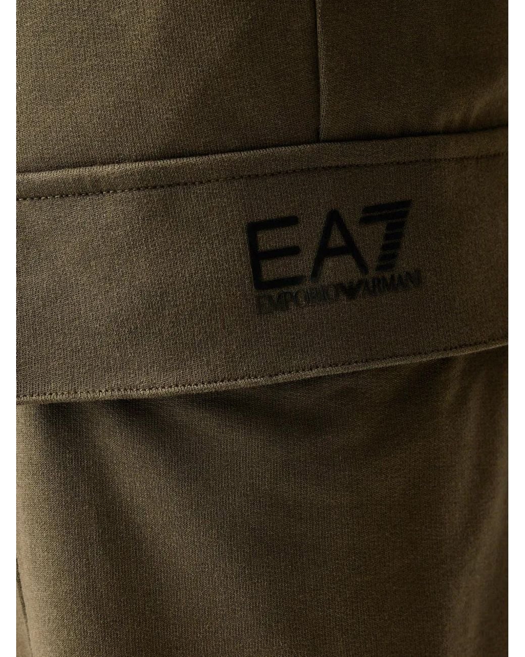 EA7 Green Logo-Print Cargo Track Pants for men