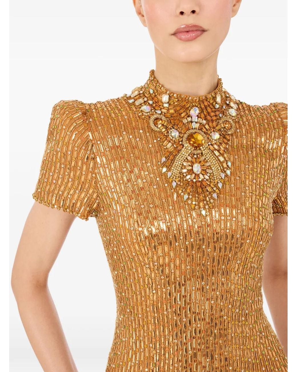 Jenny Packham Metallic Amber Gown
