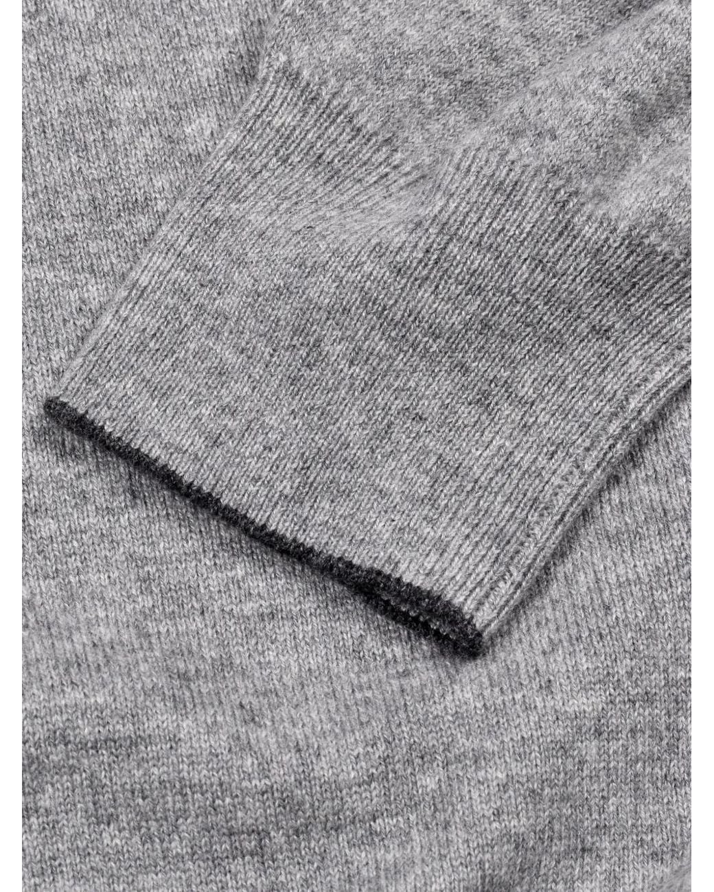 Brunello Cucinelli Gray V-Neck Cashmere Sweater for men