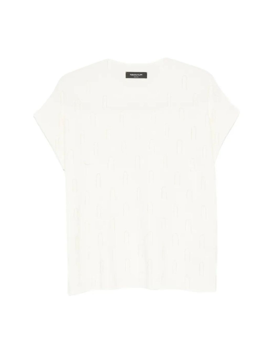 Fabiana Filippi White Platinum Cap Sleeve Sweater With Embrodery