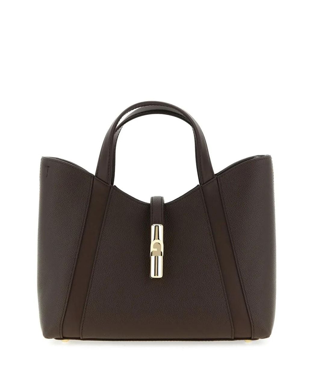 Furla Black S Goccia Grainy Leather Tote Bag