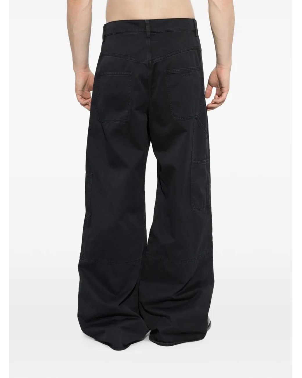 Marni Black Cotton Loose Workwear Trousers for men