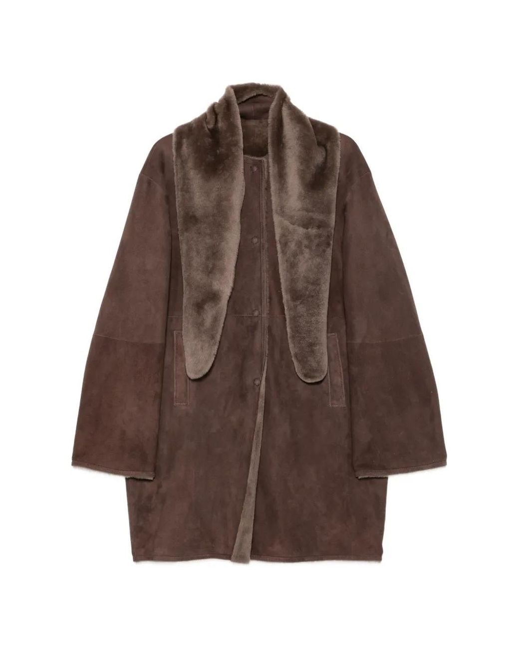 Manzoni 24 Brown Shearling-Collar Coat