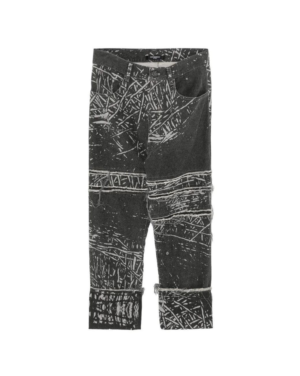Nude:mm Gray All-Over Graphic-Print Trousers for men