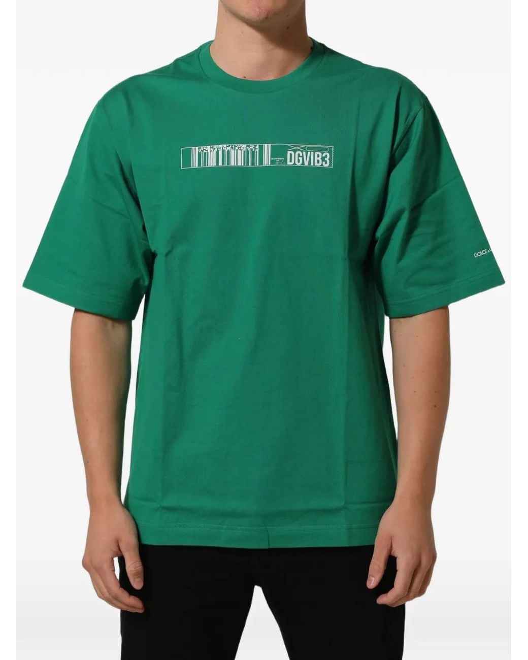Dolce & Gabbana Green Graphic-Print T-Shirt for men