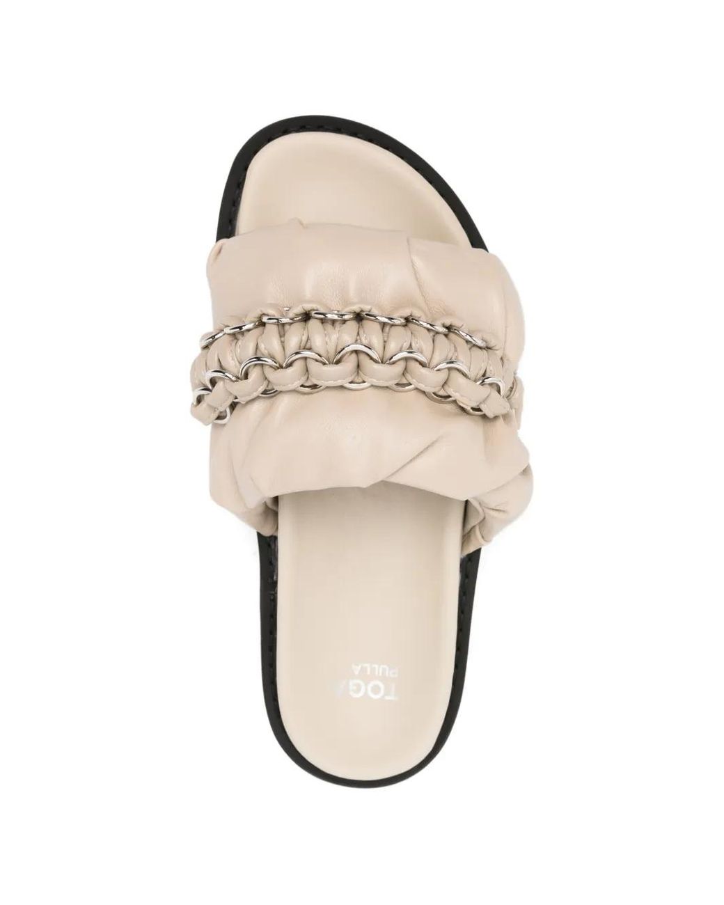 Toga White Chain-Embellished Ruched Sandals