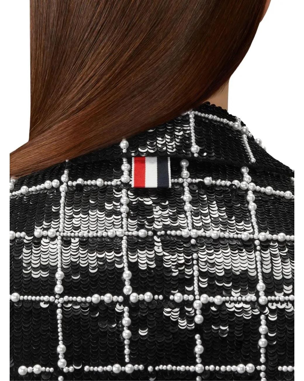 Thom Browne Black Windowpane Sequin-Embellished Blazer