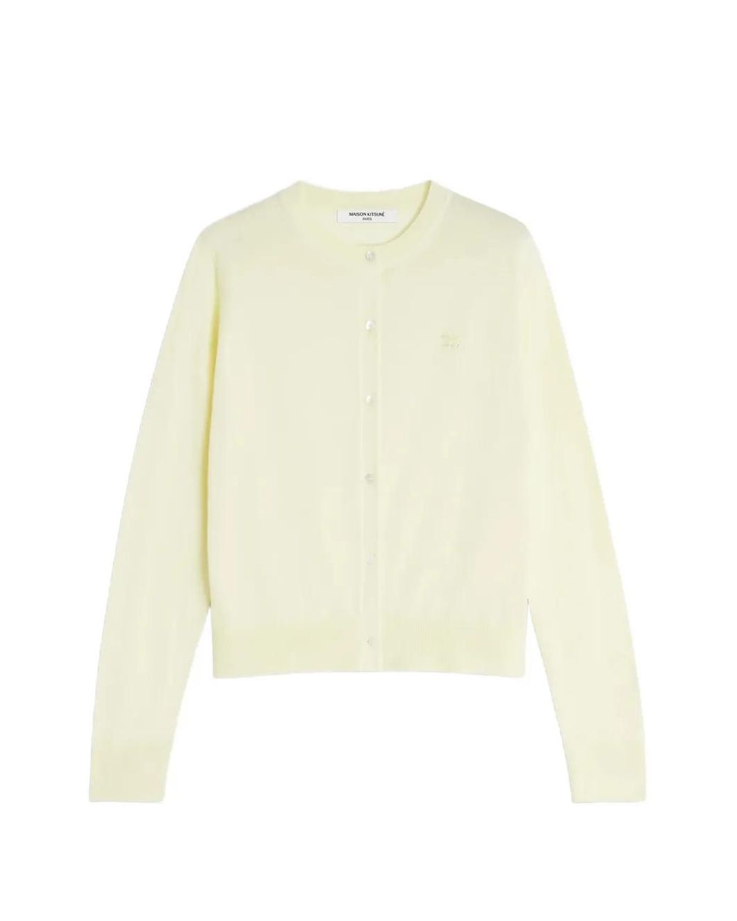 Maison Kitsuné White Button Embroidered Cardigan