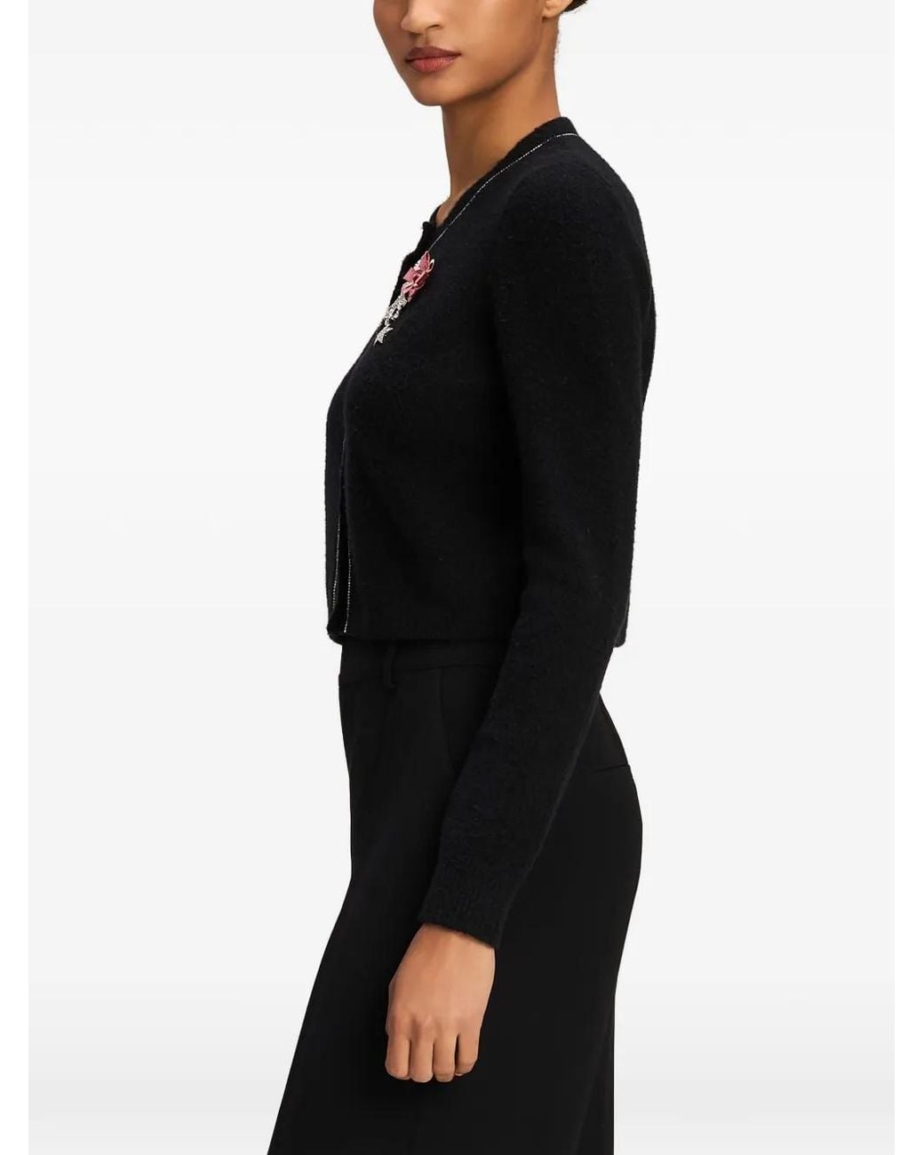 Cinq À Sept Black Allura Bow-Embellished Cardigan