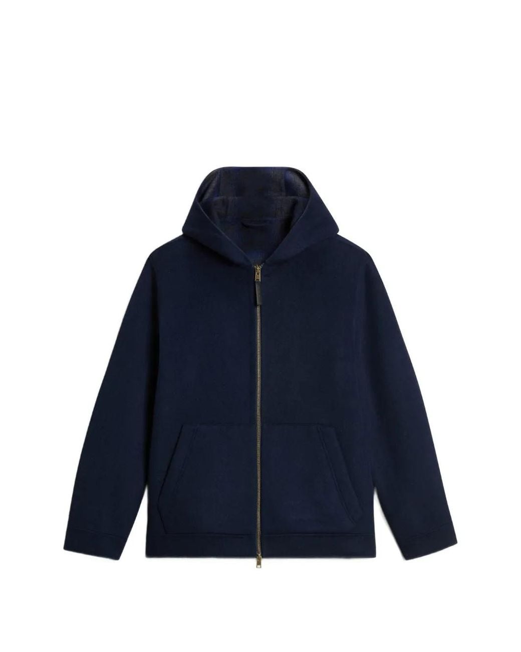 Woolrich Blue Double Wool Hooded Jacket for men