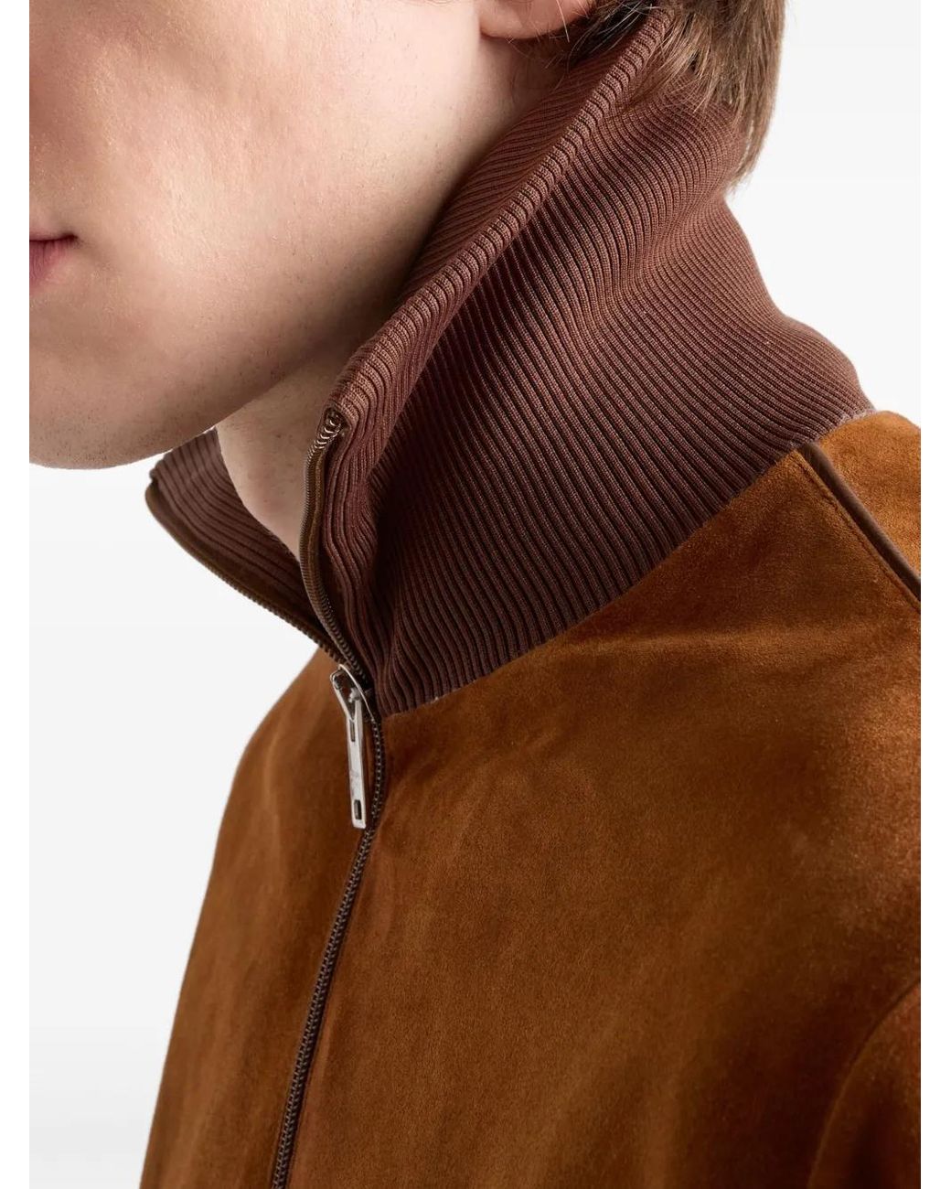Prada Brown Suede Blouson Jacket for men