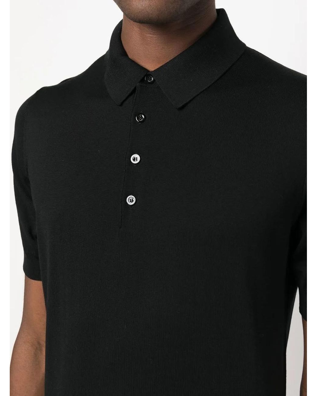 GOES BOTANICAL Black Merino-Wool Polo Shirt for men