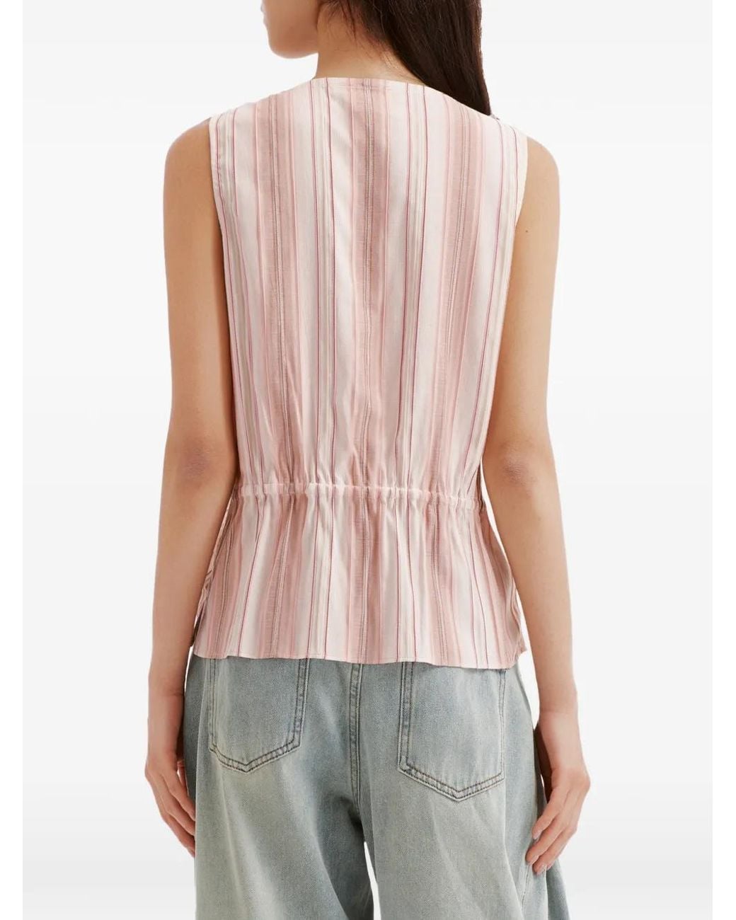 B+ AB Pink Striped Ruffled Top