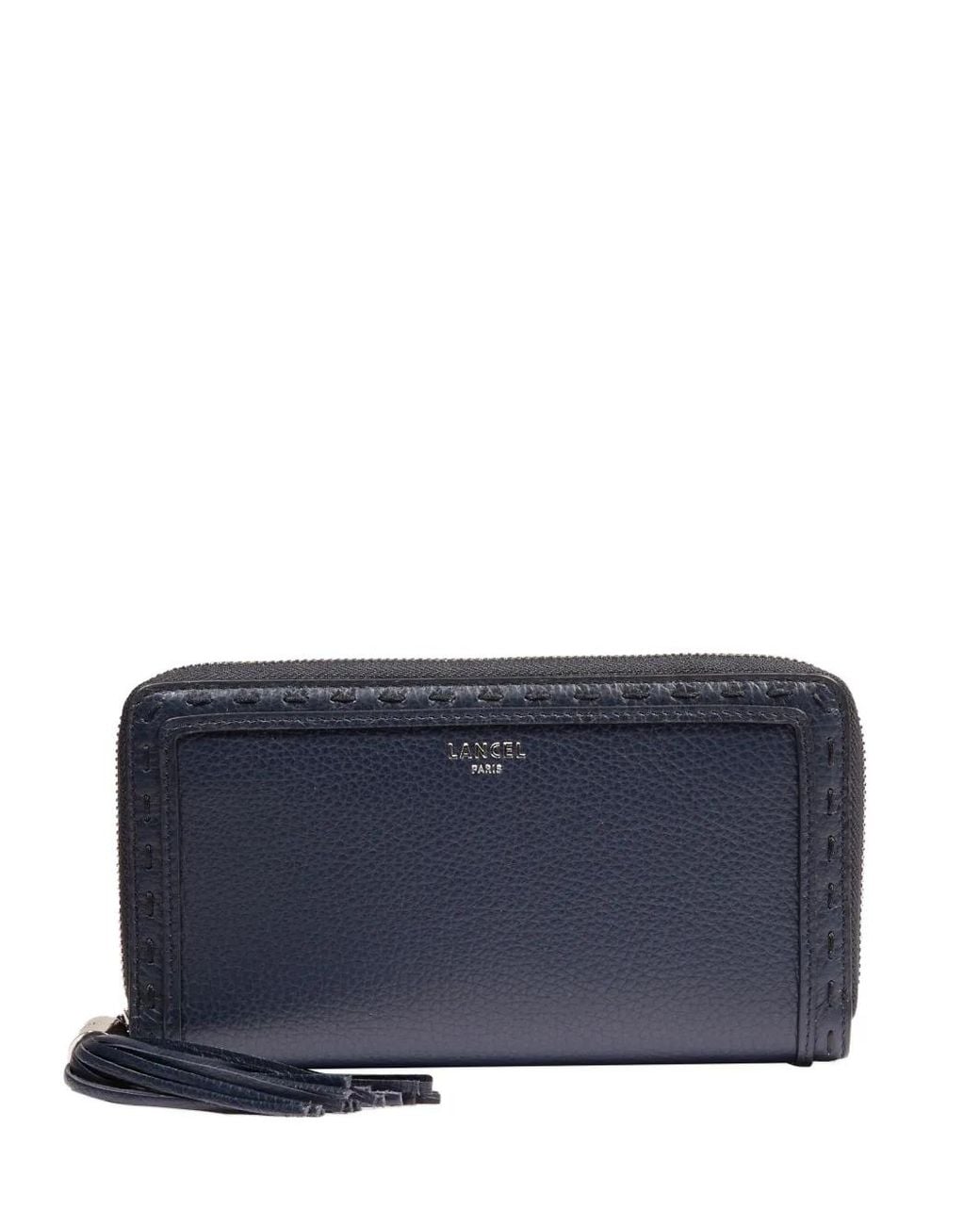 Lancel Blue Tassel Zip-Around Wallet