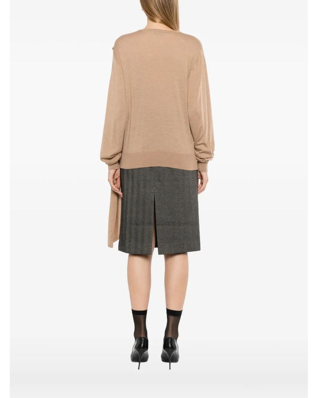 BONBOM Natural Draped Long-Sleeve Top