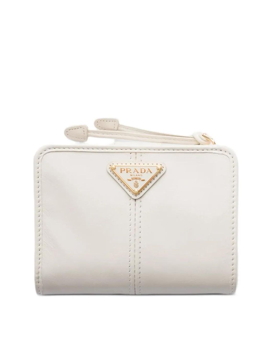 Prada White Petit Portefeuille En Cuir