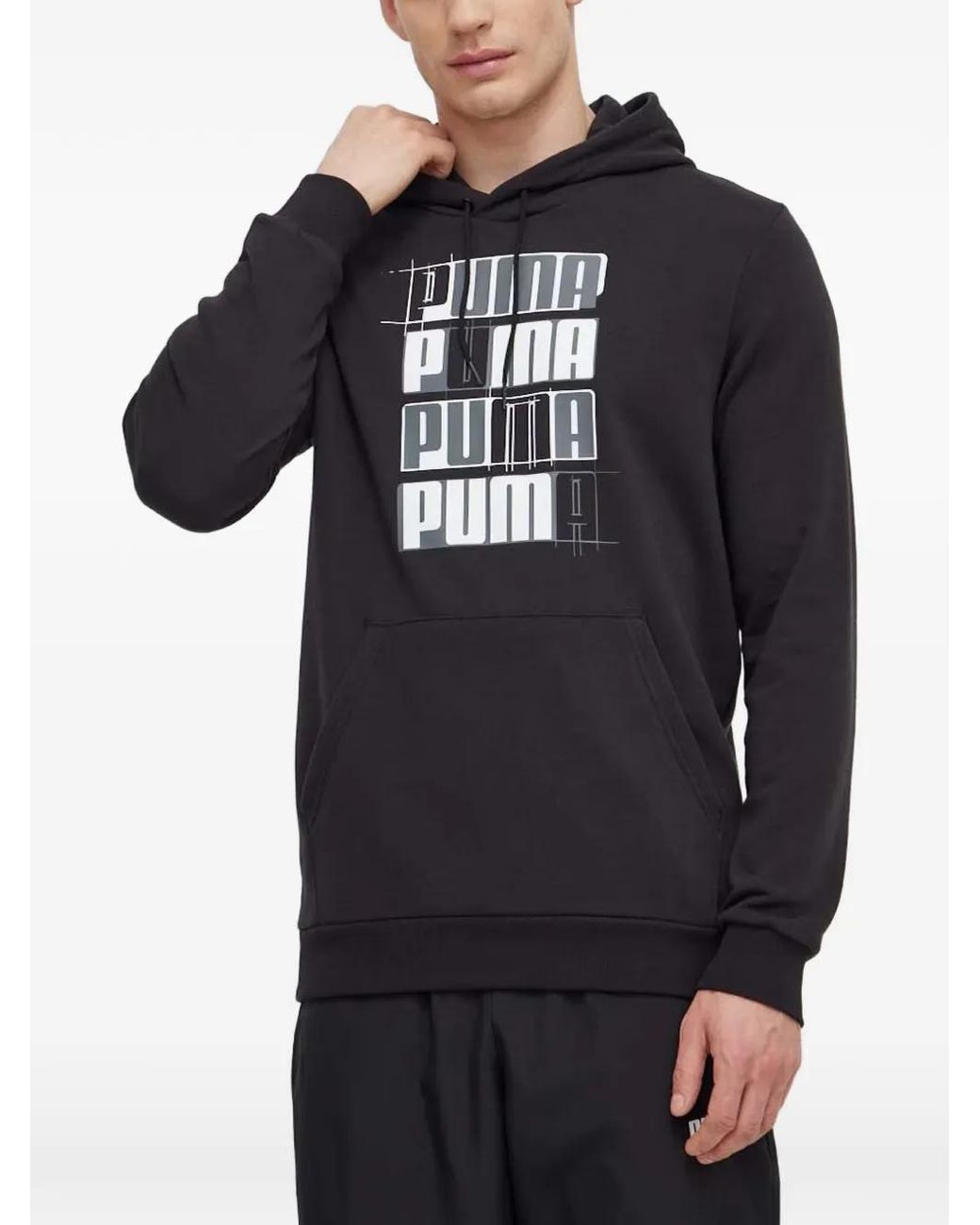 PUMA Black Logo-Print Hoodie for men