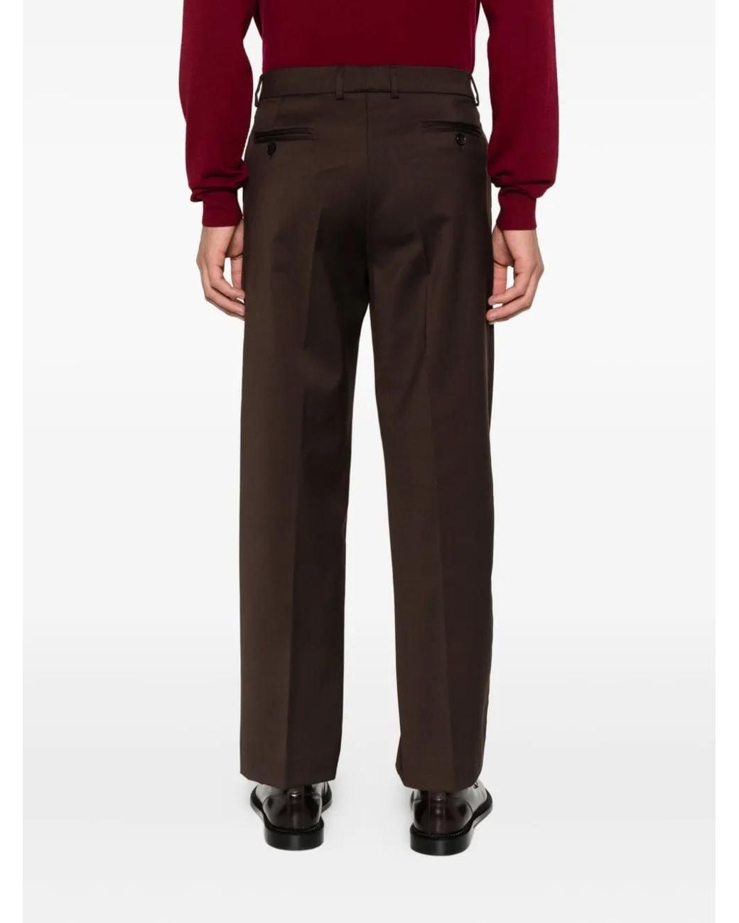 Amaranto Brown Pressed-Crease Trousers for men