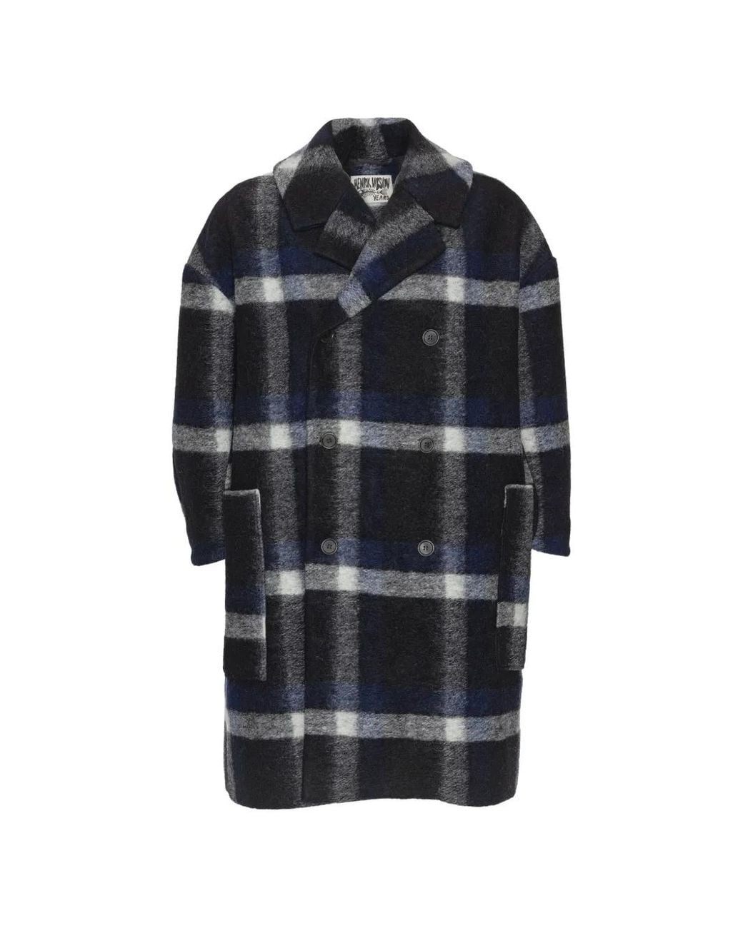 Henrik Vibskov Black Floating Oversized Checked Double-Breasted Coat