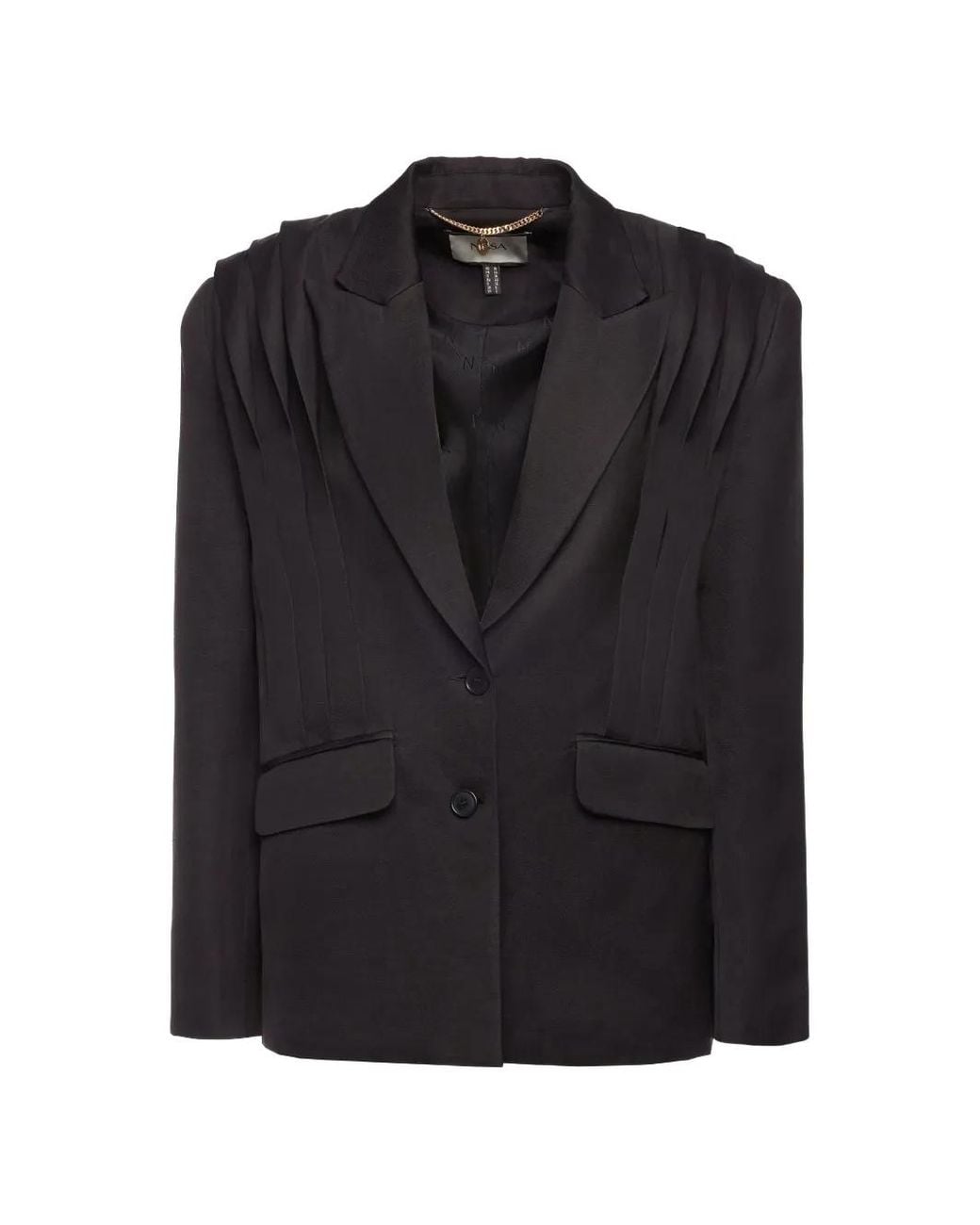 Nissa Black Oversized Linen Blazer