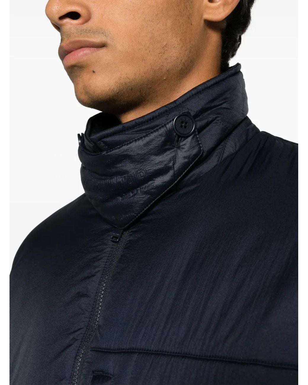 Zadig & Voltaire Blue Logo-Patch Zip-Up Padded Coat for men