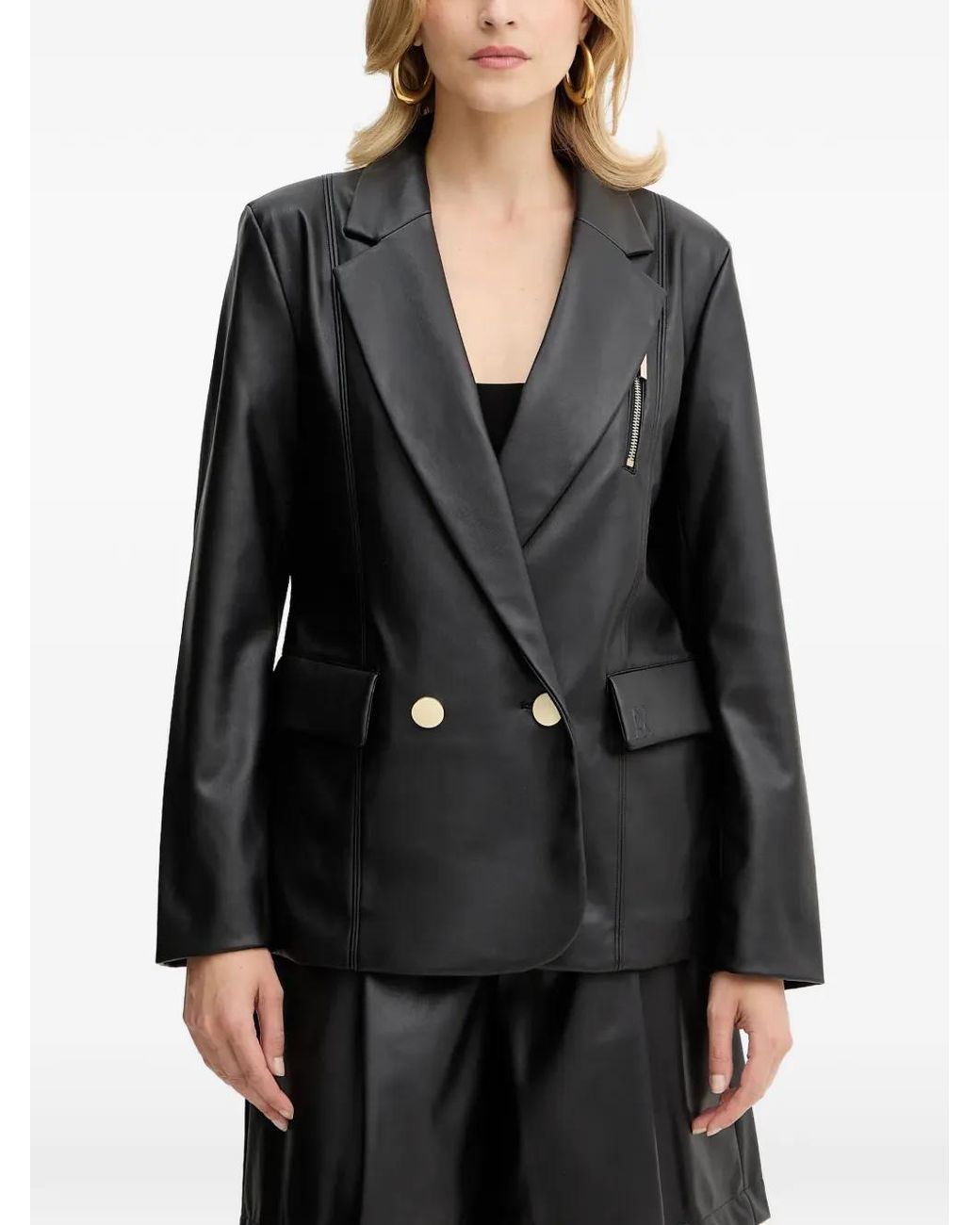 ARMANI EXCHANGE Black Zip Detail Double-Breasted Jacket