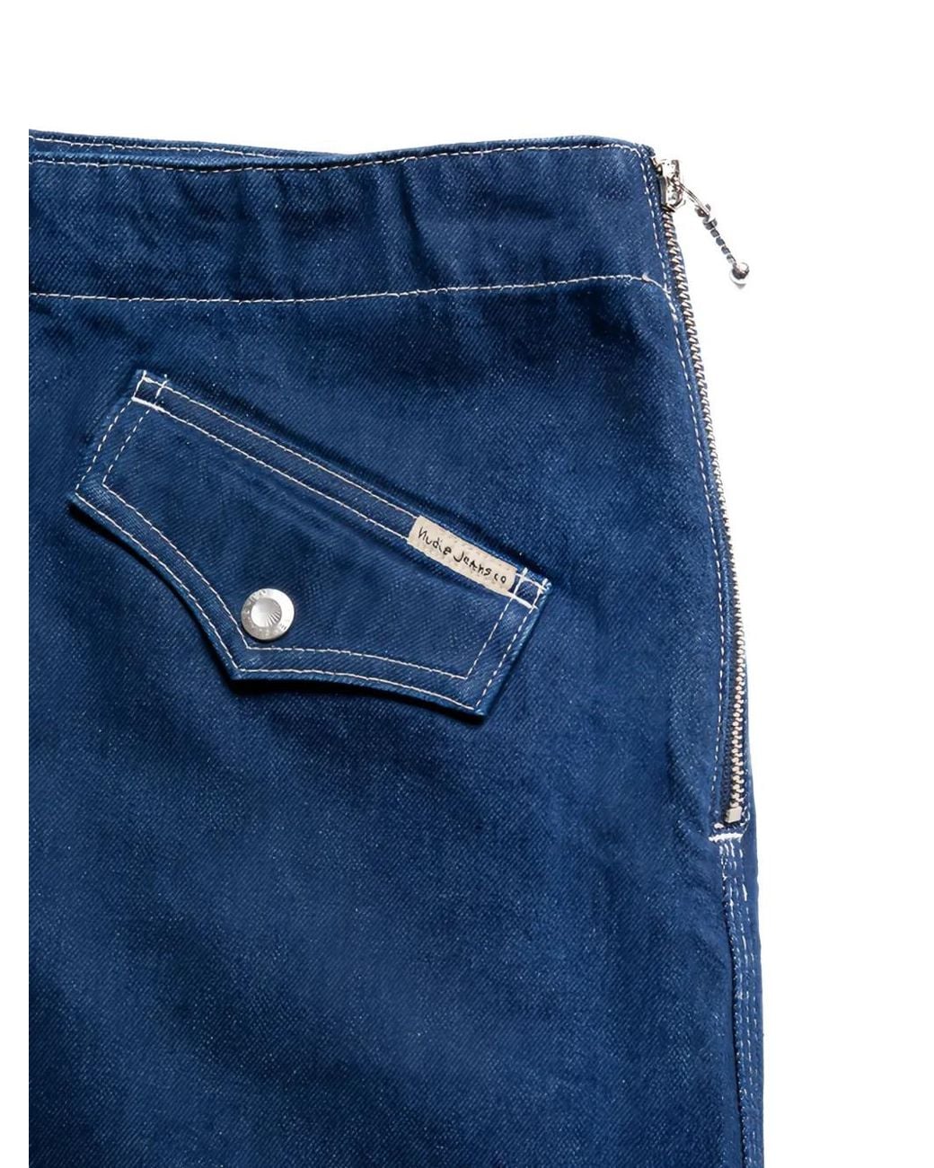 Nudie Jeans Blue Elvy Western Denim Mini Skirt