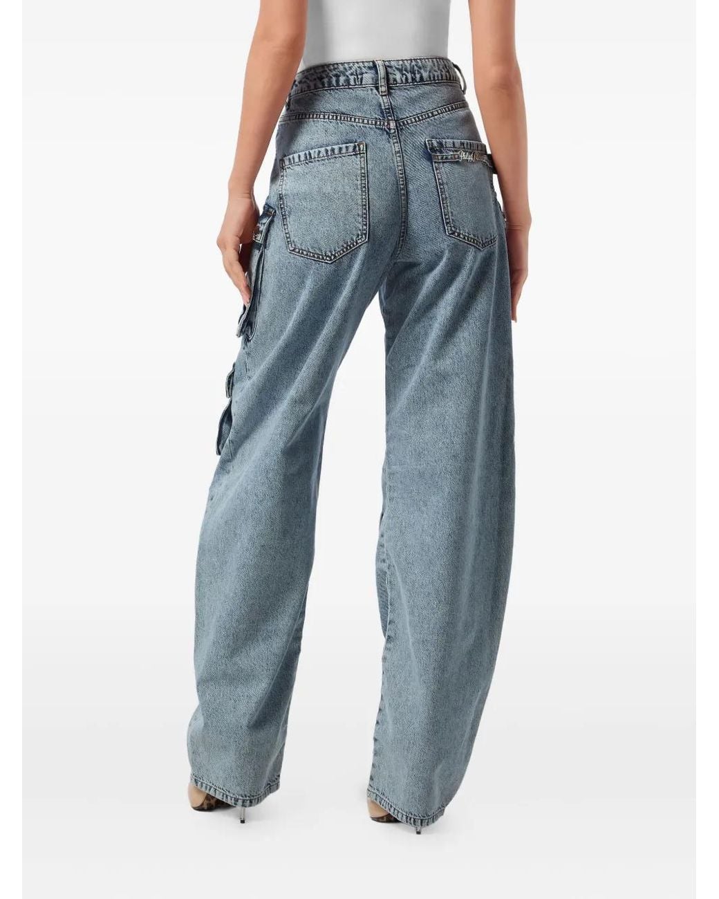 Philipp Plein Blue Wide-Leg Cargo Jeans