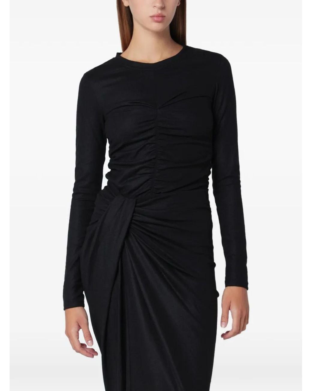Isabel Marant Black Delesa Gathered Wool Jersey Top