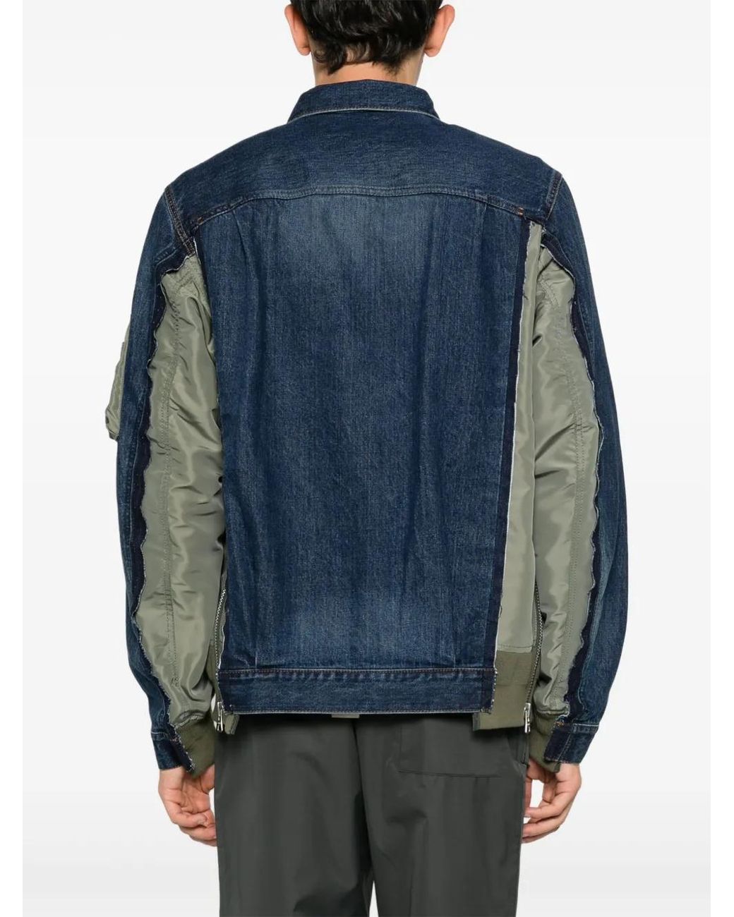 Sacai Blue Patchwork Denim Jacket for men
