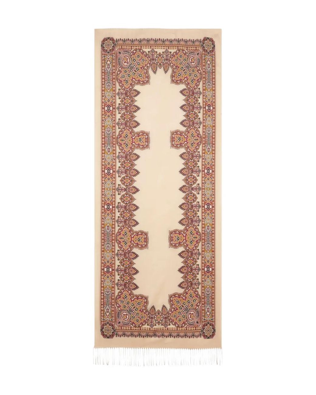 Etro Natural Wool-Blend Jacquard Scarf With Baroque Motif