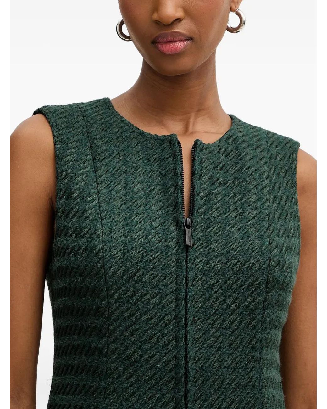 ARMANI EXCHANGE Green Zip Herringbone Top