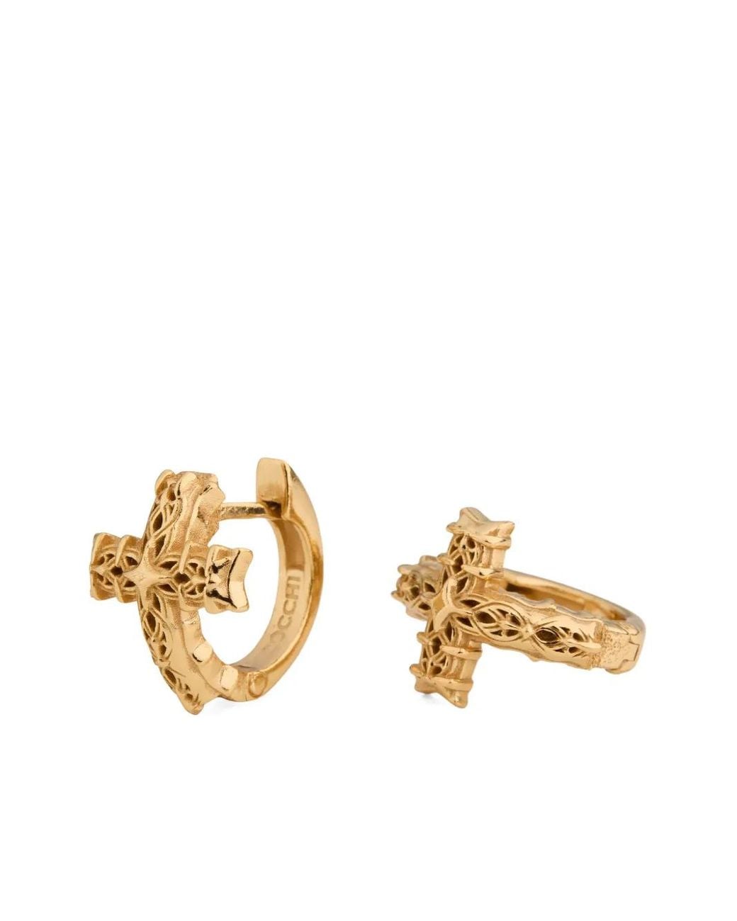 Emanuele Bicocchi Metallic Notre-Dame Cross Hoop Earrings