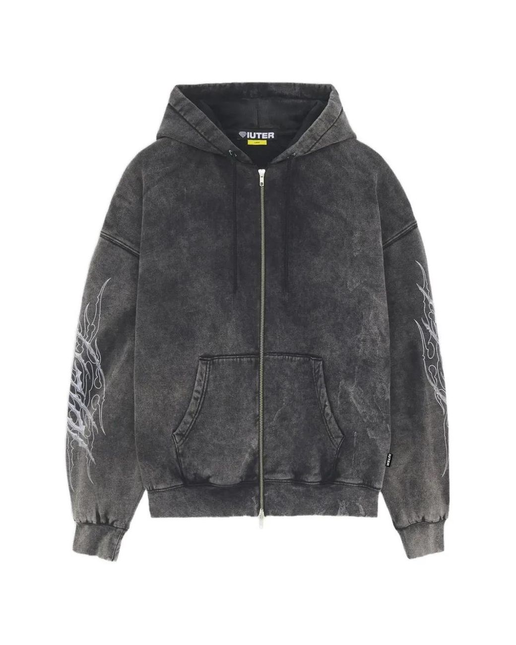 Iuter Gray Marble-Effect Zip-Up Hoodie for men