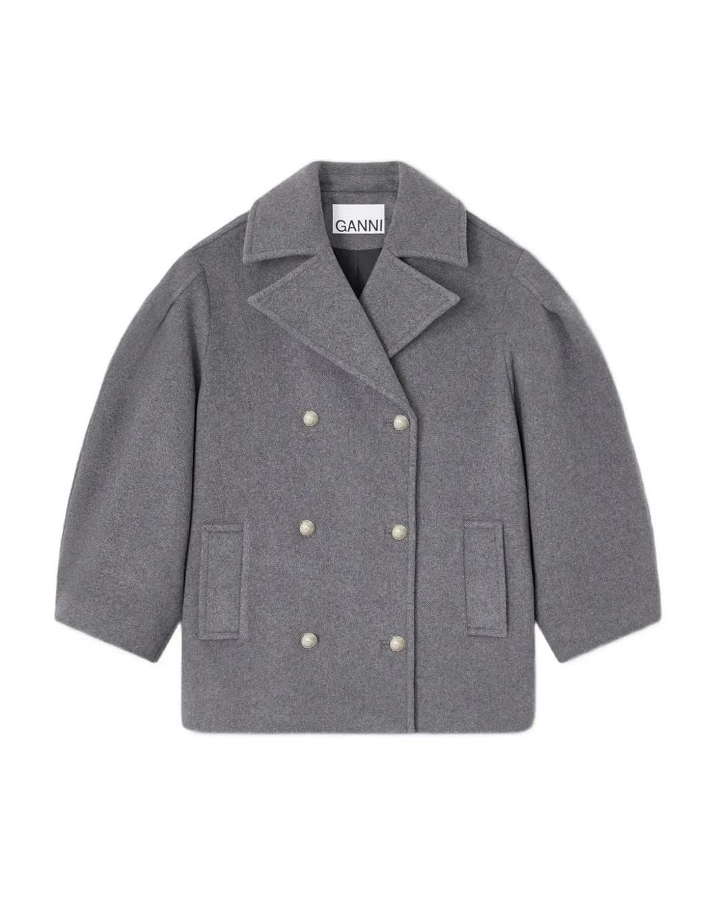 Ganni Gray Midi Coat