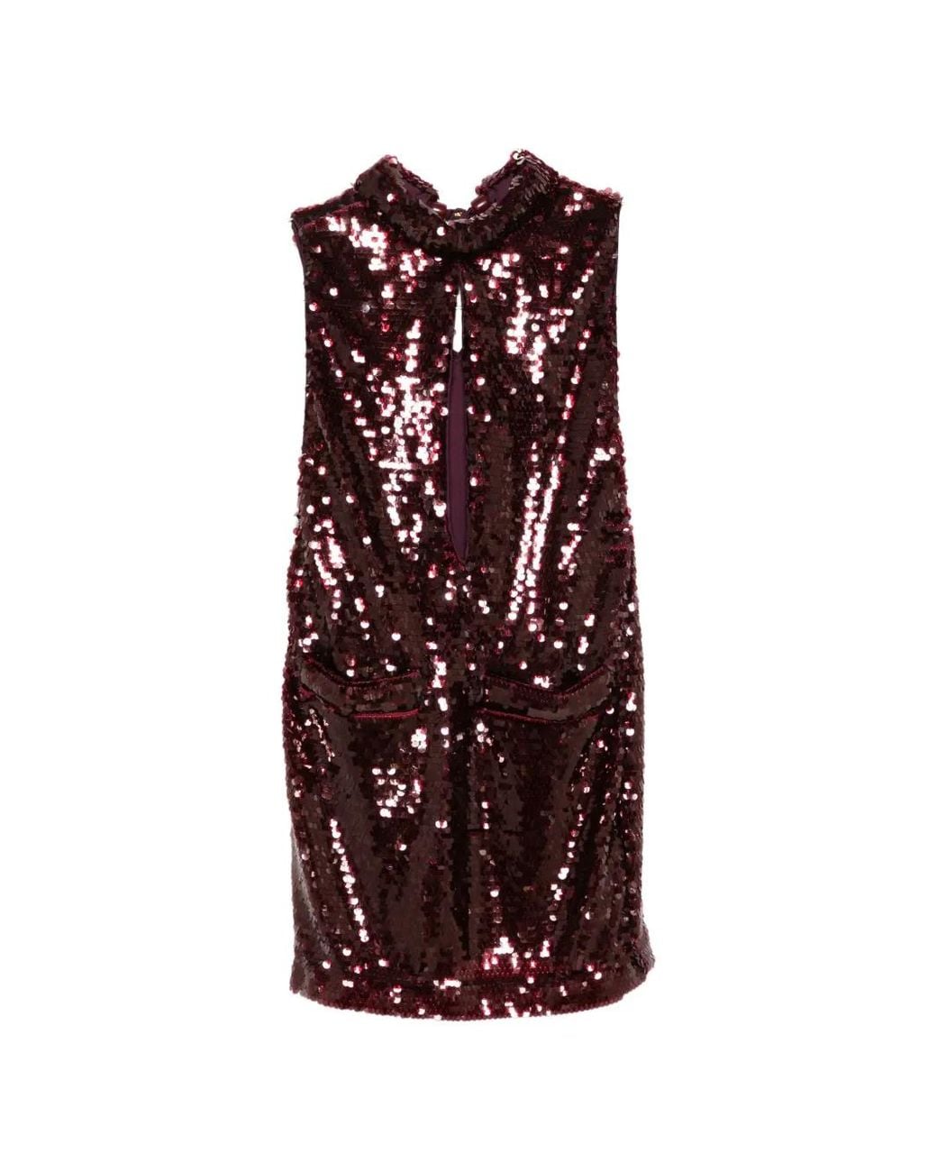 Adriana Degreas Purple Sequin-Embellished Cut-Out Mini Dress