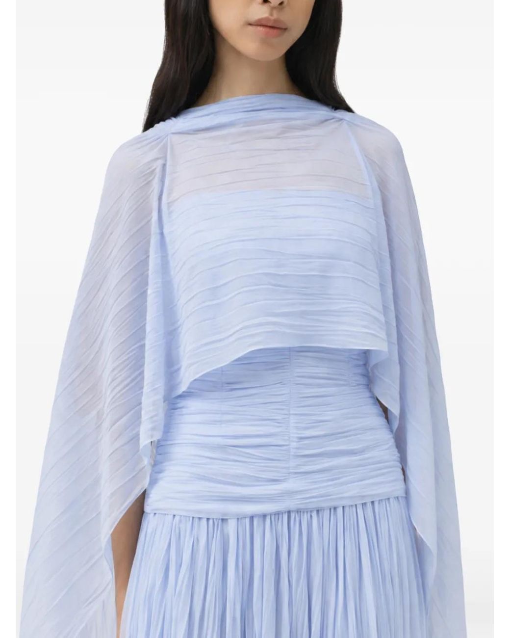 Jonathan Simkhai Blue Genoa Sheer Cape