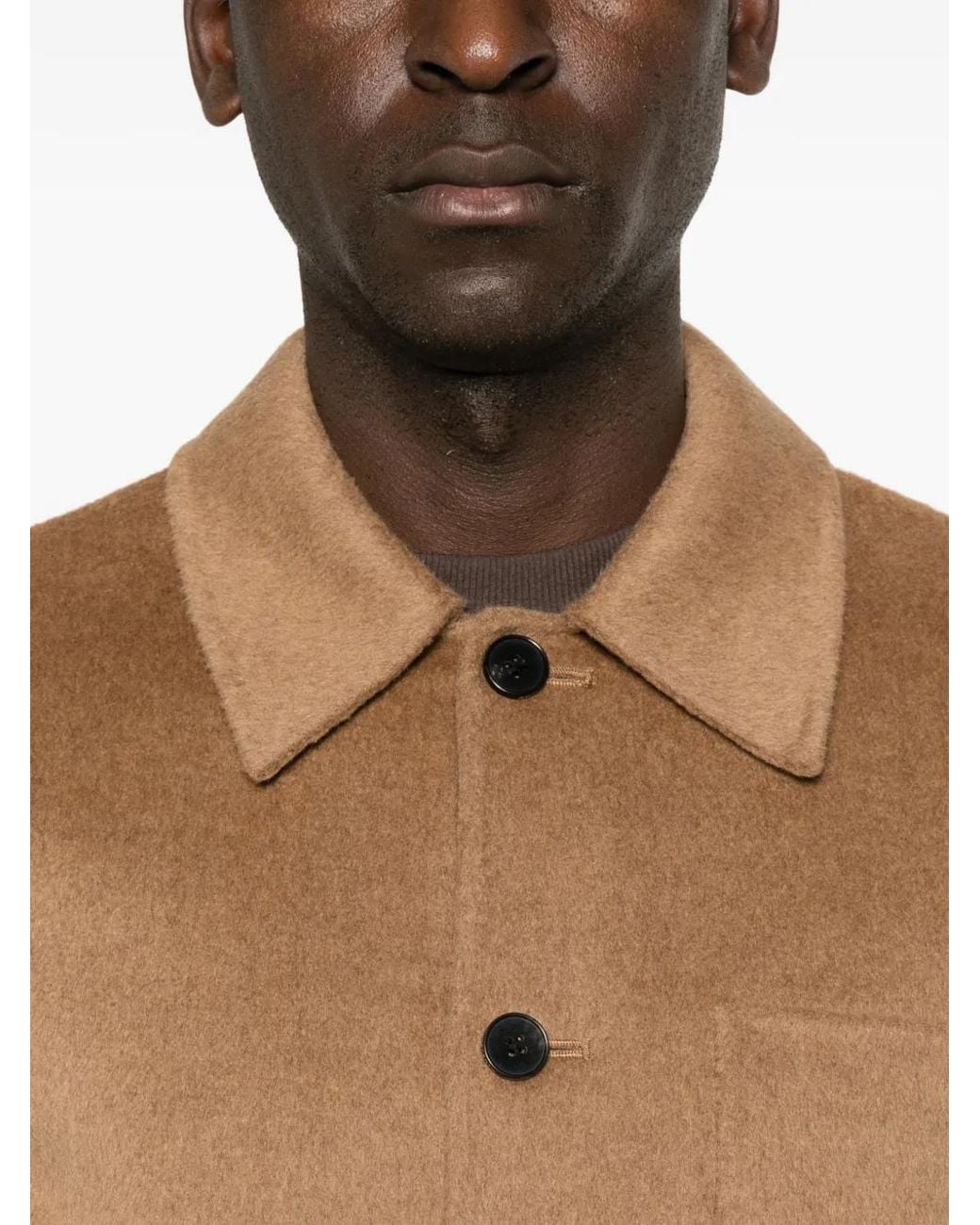 Amaranto Brown Button-Up Patch-Pocket Jacket for men