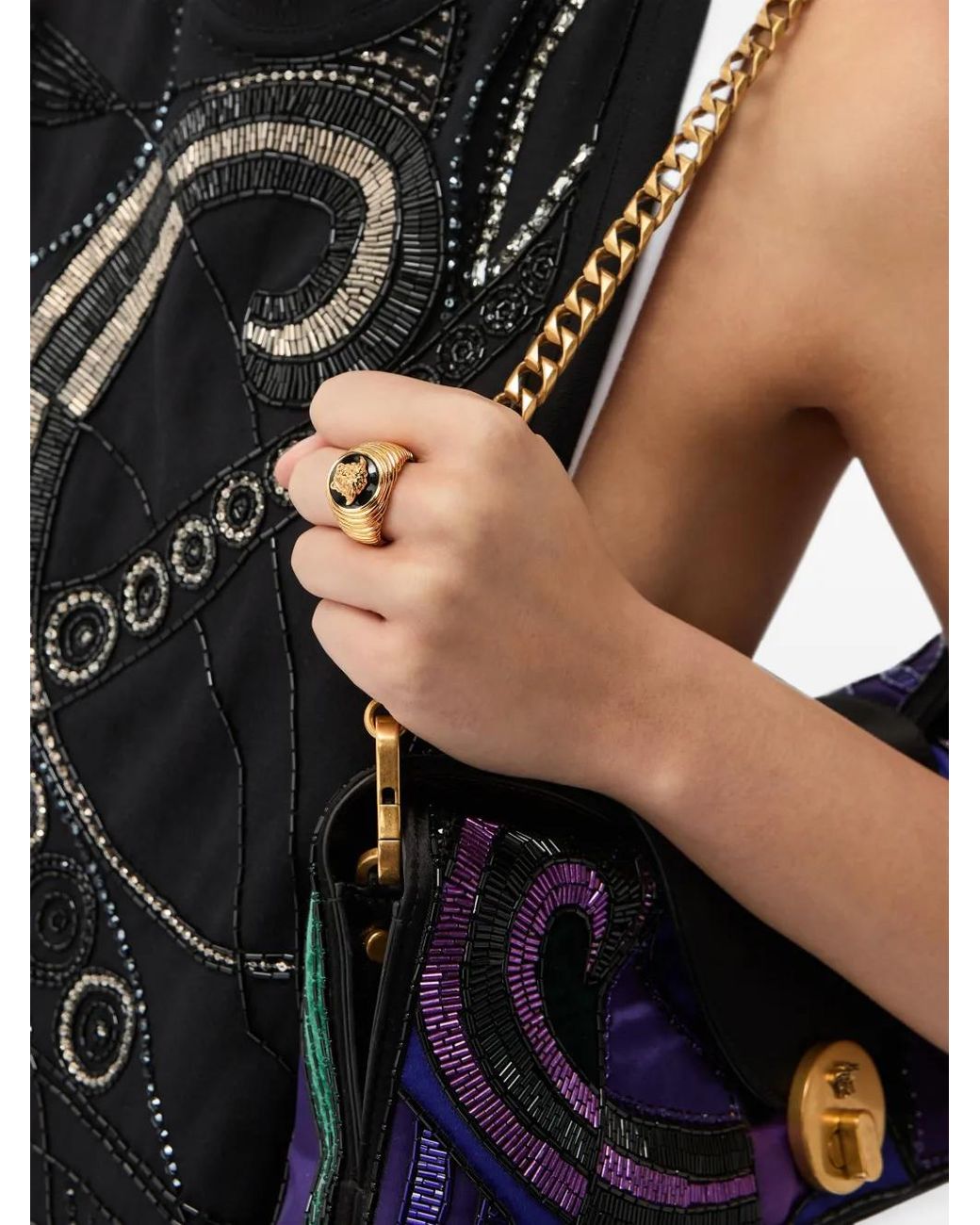 Versace Metallic Medusa Ring