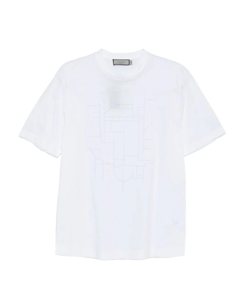 Canali White Geometric-Print T-Shirt for men