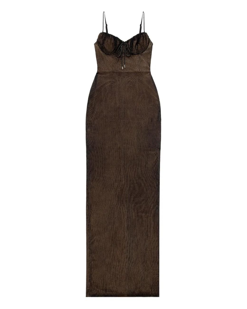 Area Brown Hotfix-Embellishment Maxi Dress