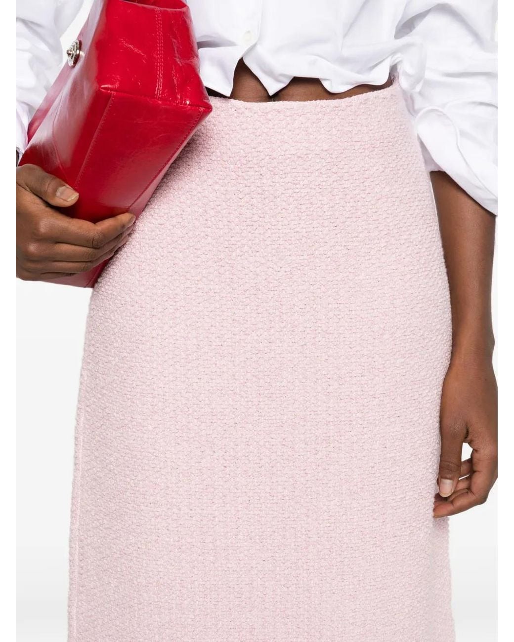 Jil Sander Pink A-Line Frayed Skirt