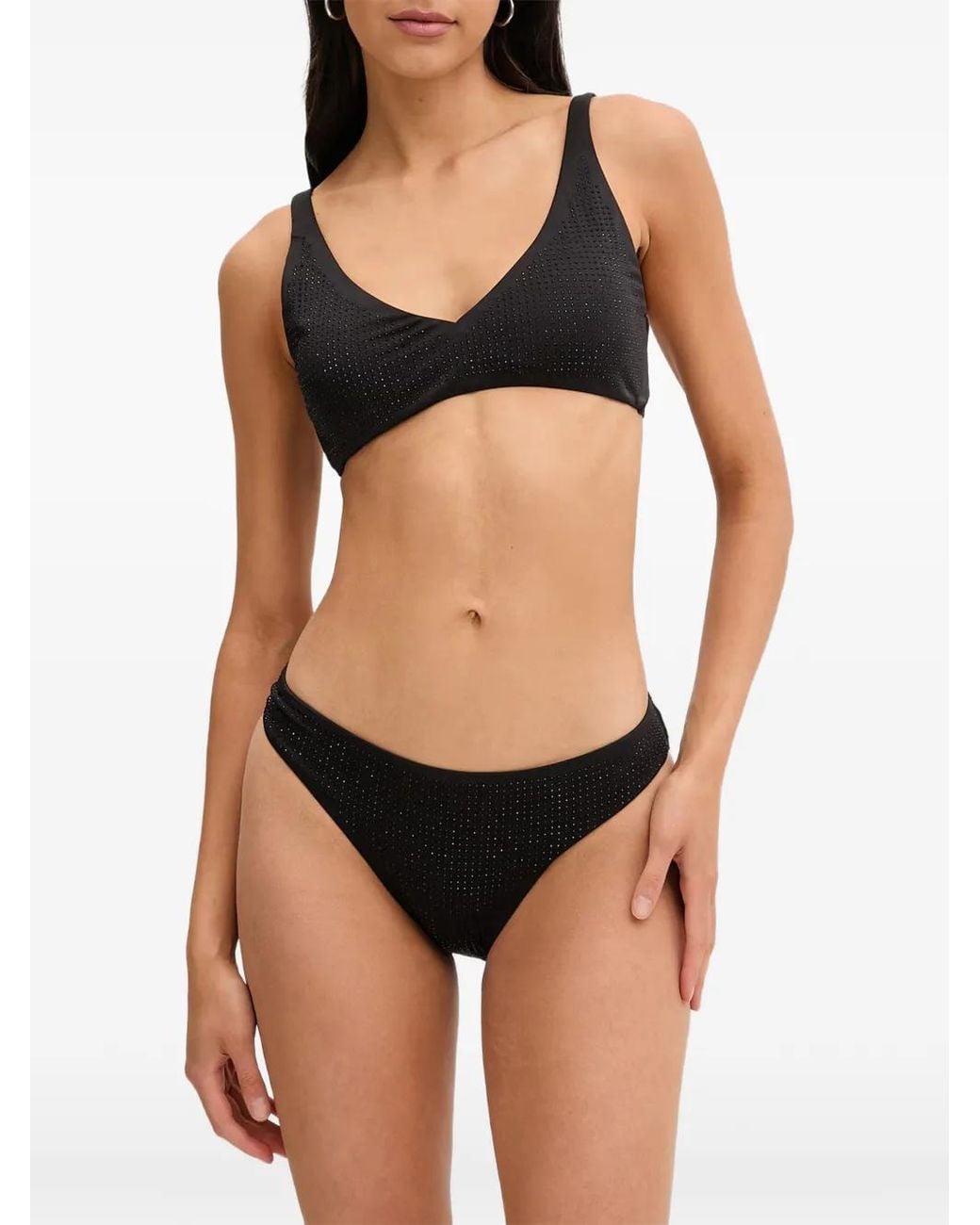 MICHAEL Michael Kors Black Rhinestone-Embellished Bikini Bottoms