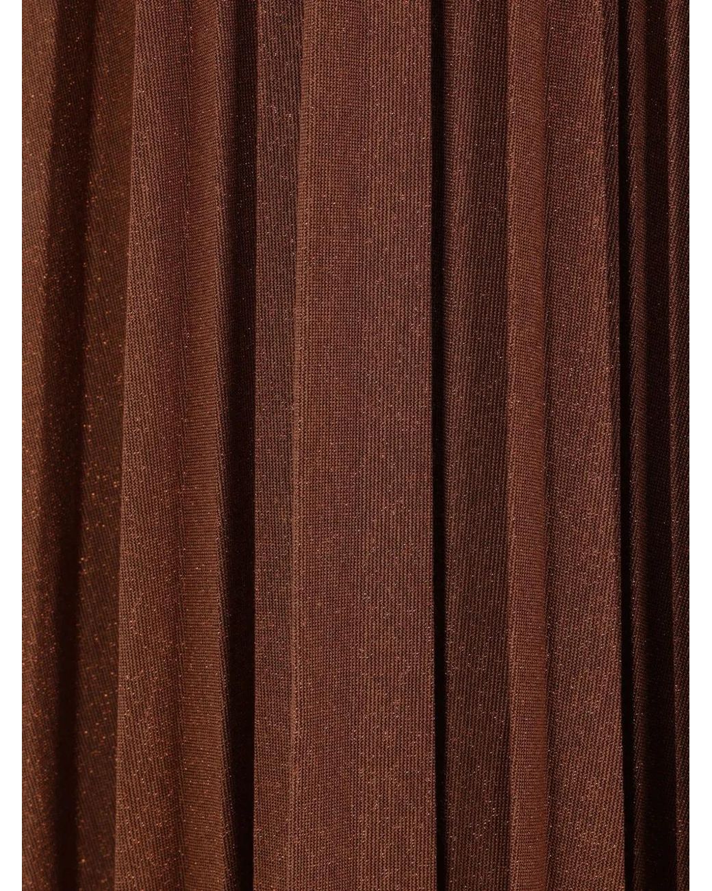 Elisabetta Franchi Brown Pleated Halterneck Maxi Dress