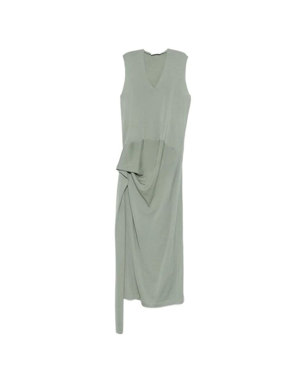 Jil Sander Green Robe Drapée À Col V
