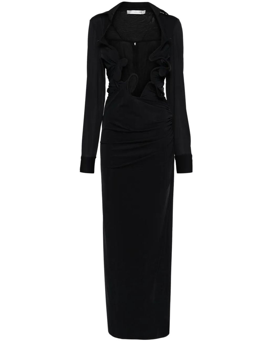 Christopher Esber Black Venus Plunging Maxi Dress