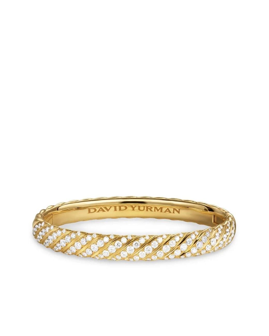 David Yurman Metallic 18Kt Sculpted Cable Diamond Bangle (8Mm)