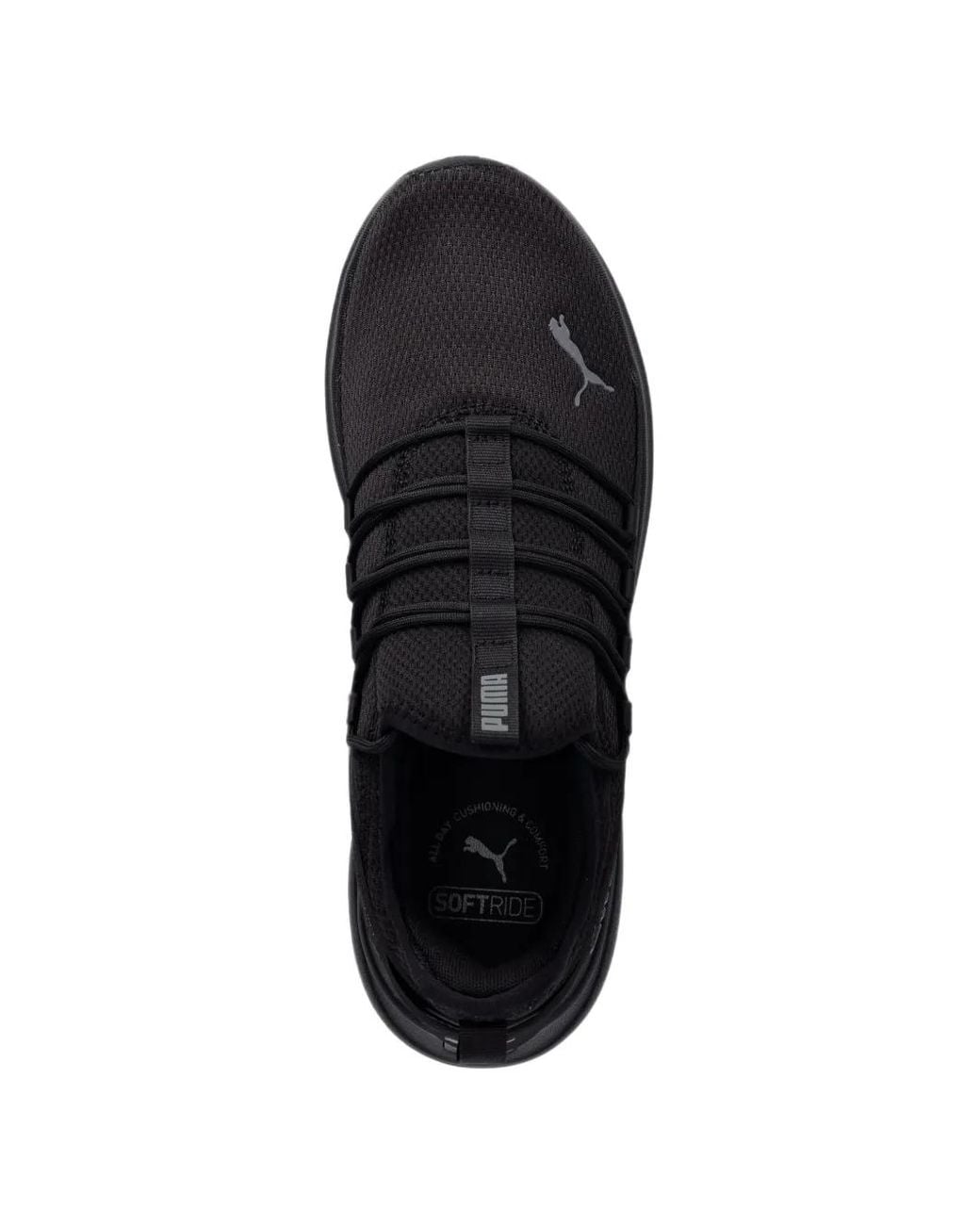 PUMA Black Softride Carson 2 Pulse Logo-Print Sneakers for men